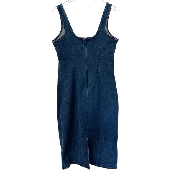 NWT Express 2024 Dark Wash Denim Scoop Neck Midi Sheath Dress Size L - Picture 7 of 10